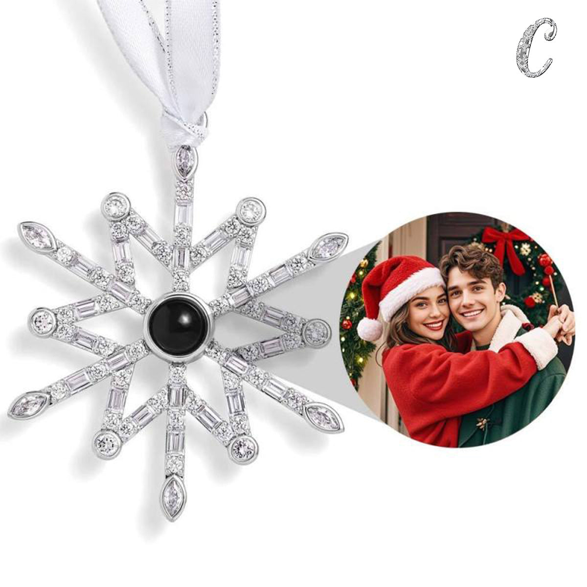 Personalized Pink Snowflake Photo Ornament Christmas Gifts