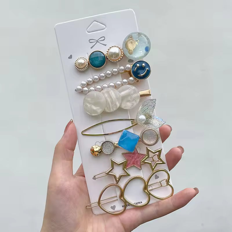 Elegant Pearl Flower Hair Clips Set