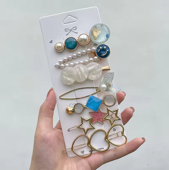 Elegant Pearl Flower Hair Clips Set