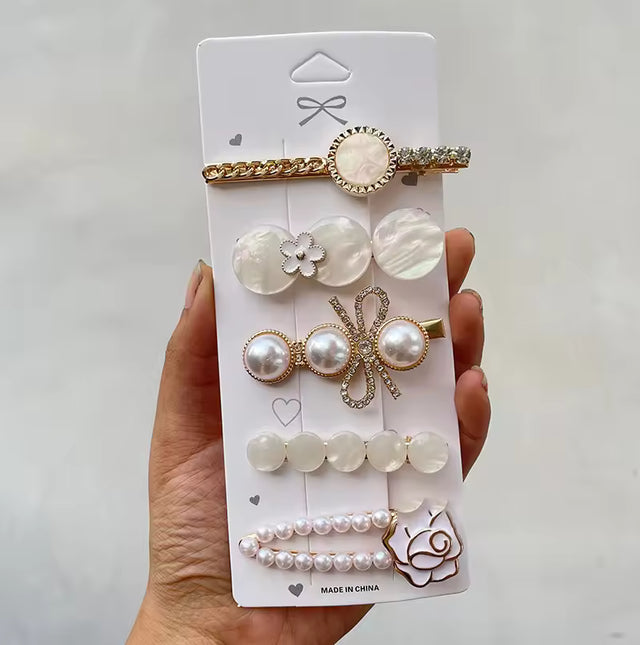 Pearls and Acrylic Resin Hair Clips