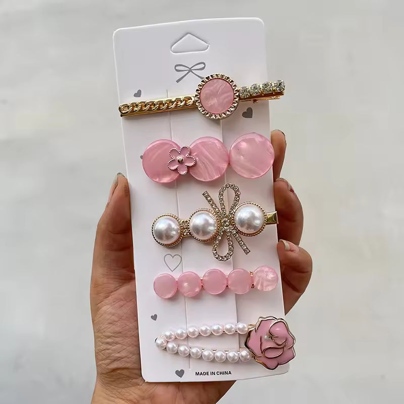 Pearls and Acrylic Resin Hair Clips