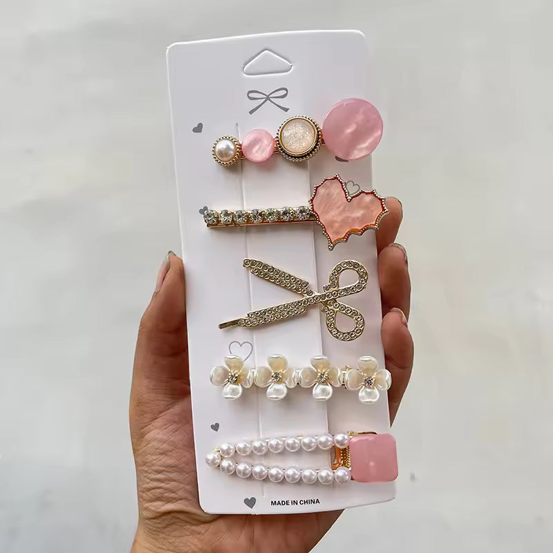 Elegant Pearl Flower Hair Clips Set