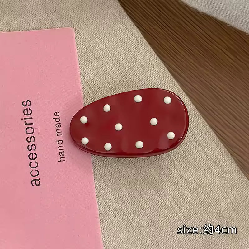Handmade Cute Polka Dot Plastic Hair Side Clip