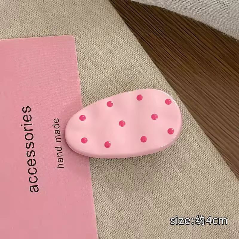 Handmade Cute Polka Dot Plastic Hair Side Clip