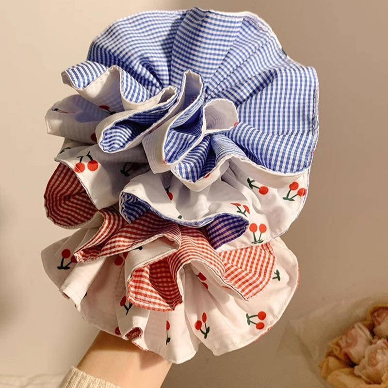 Gingham Cherry Print Scrunchies