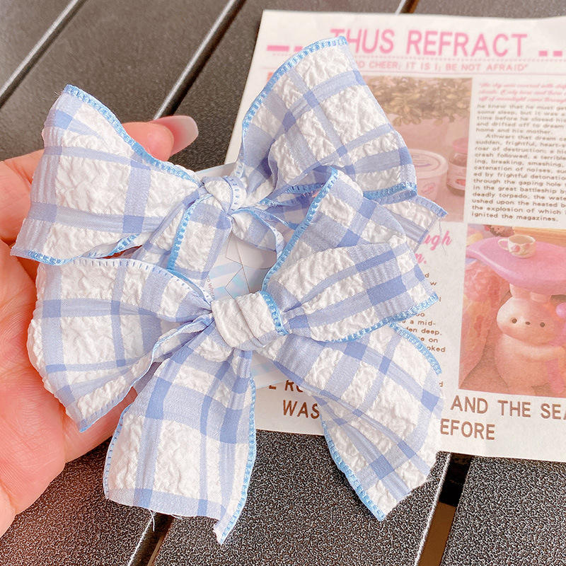 Pastel Checkered Bow Hair Clip