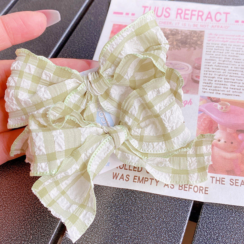 Pastel Checkered Bow Hair Clip