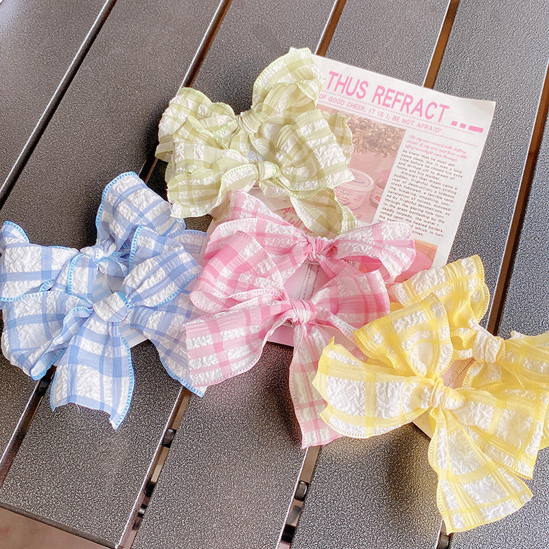Pastel Checkered Bow Hair Clip