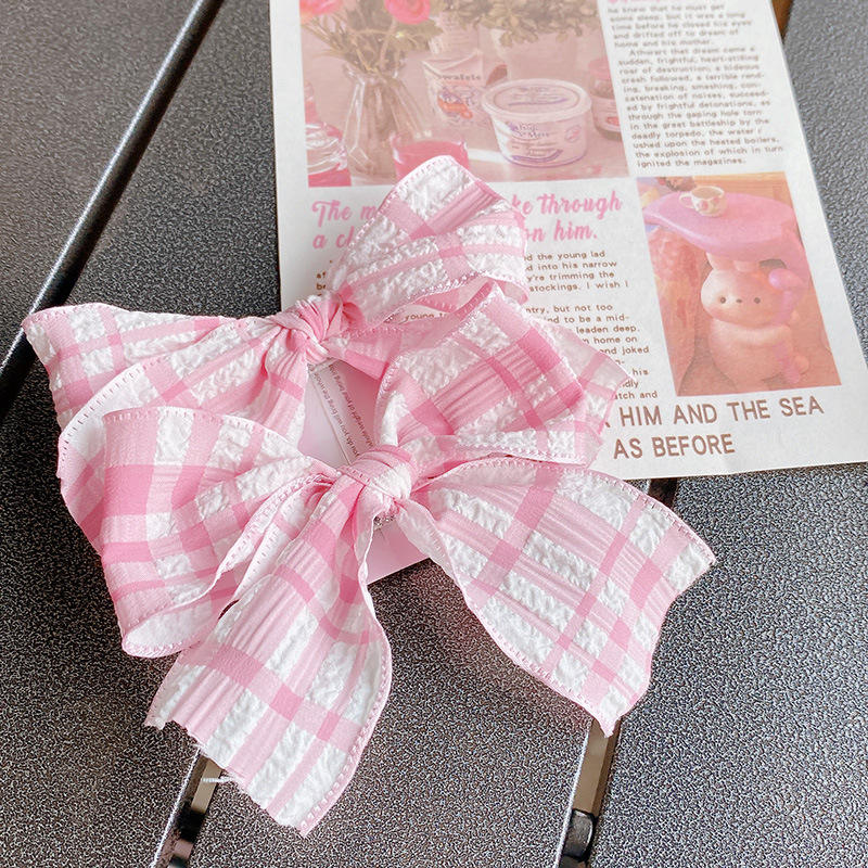 Pastel Checkered Bow Hair Clip