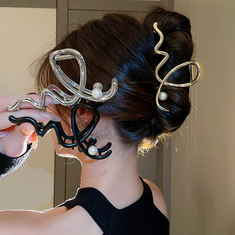 Pearl Accent Metal Hair Claw