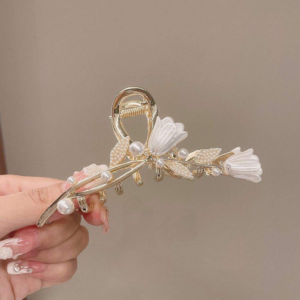 Pearl Tulip Flower Hair Claw Clip