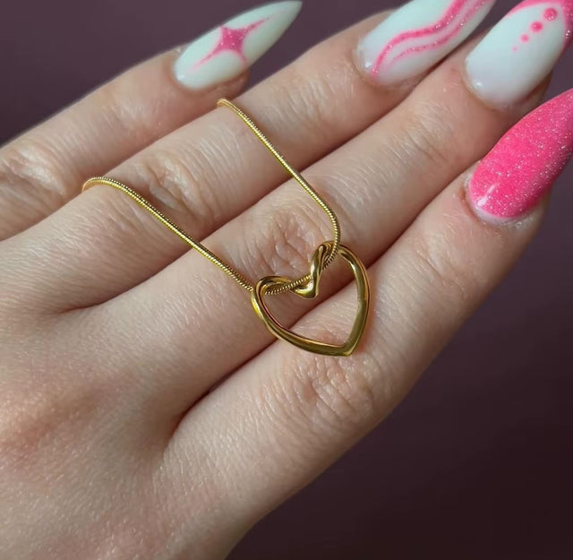 Titanium Steel Niche Hollow Heart Necklace