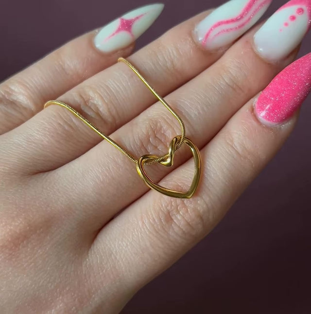 Titanium Steel Niche Hollow Heart Necklace