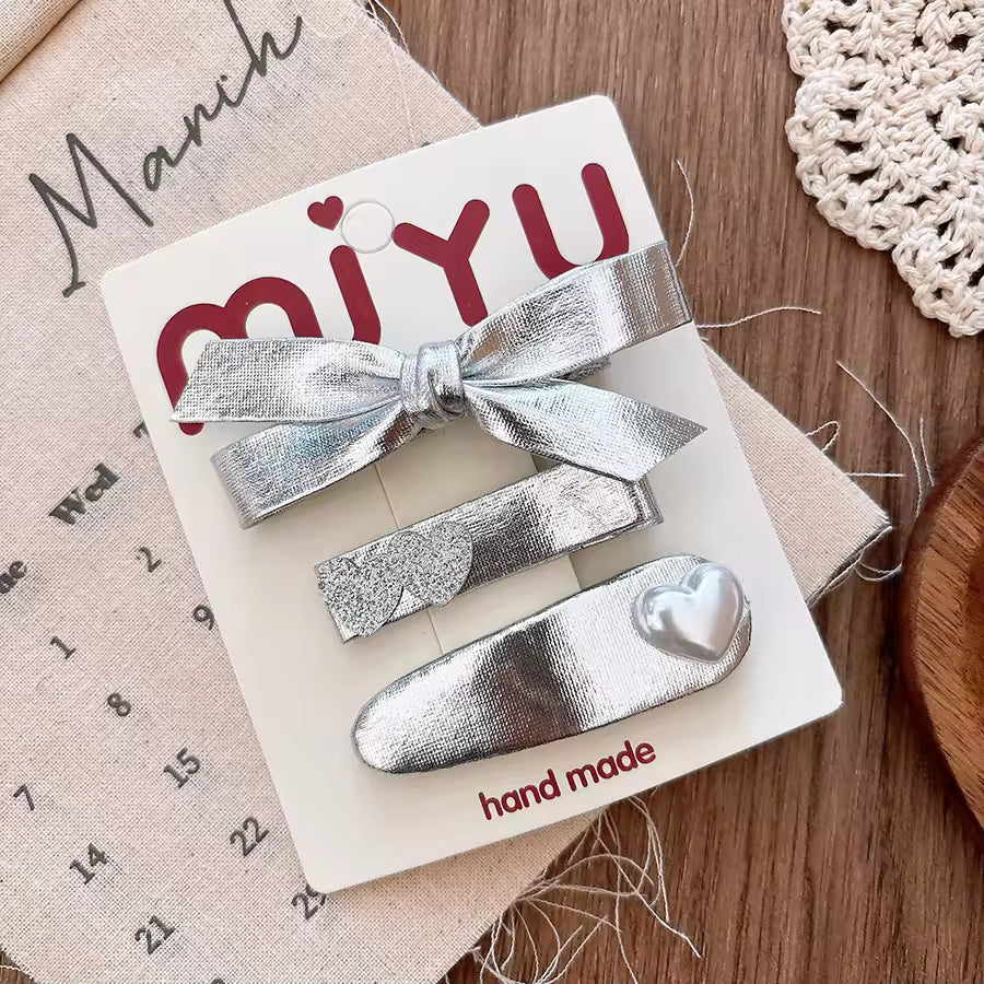 Korean Style Silver Sweet Bow Hairpin