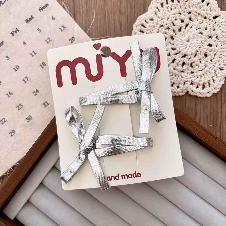 Korean Style Silver Sweet Bow Hairpin