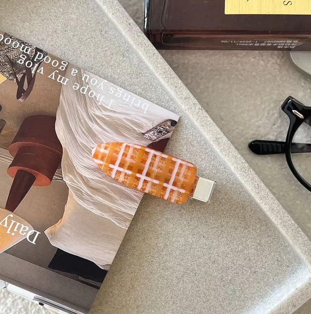 Candy Color Plaid Acetate Hair Clips