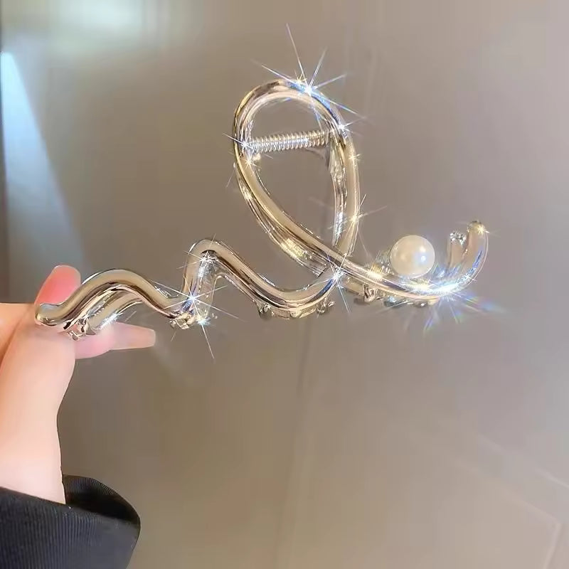 Pearl Accent Metal Hair Claw