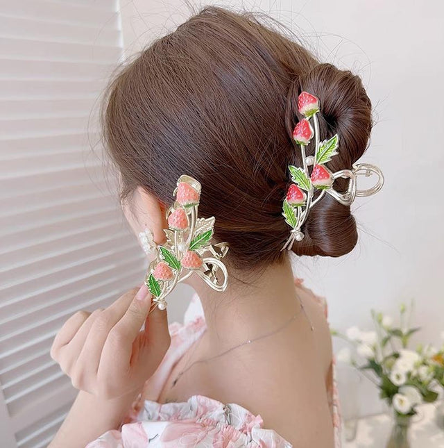 Strawberry Metal Hair Claw Clips